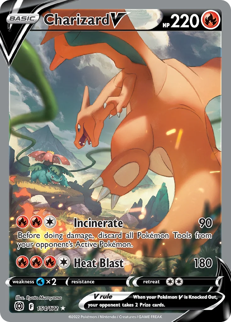 Charizard V alt art card 154/172 from Brilliant Stars, an example of the V class tier